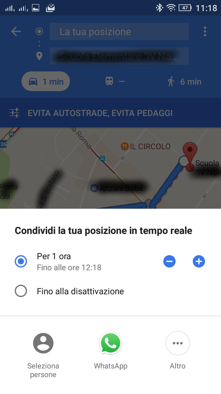 google maps tempo condivisione